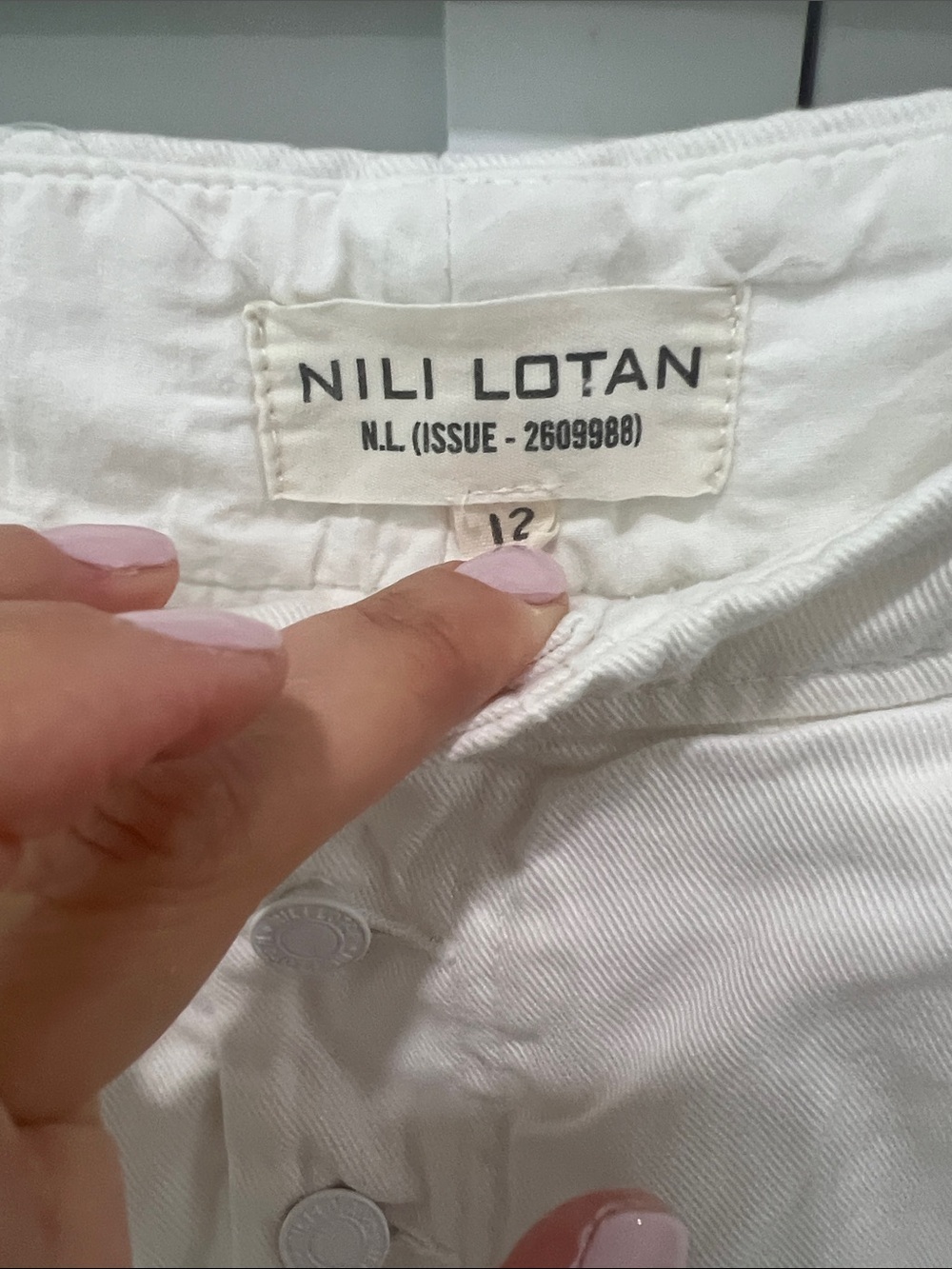 Nili Lotan White Button-Fly Jeans
